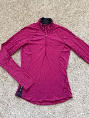 Icebreaker Merino Wool 250 Pink Half Zip Long Sleeve Baselayer